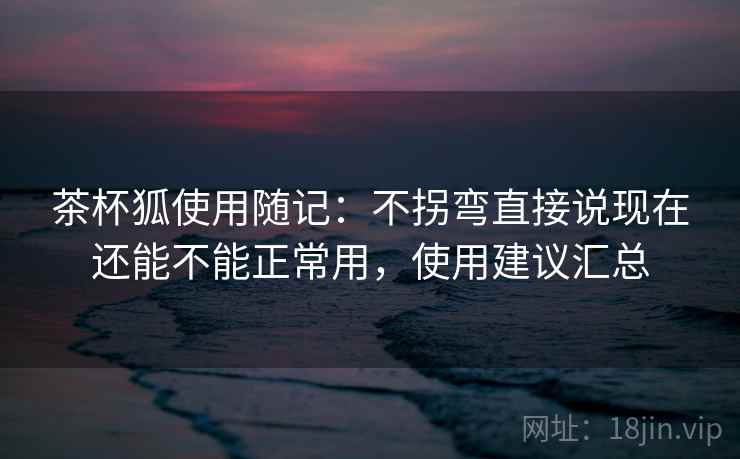 茶杯狐使用随记:不拐弯直接说现在还能不能正常用,使用建议汇总