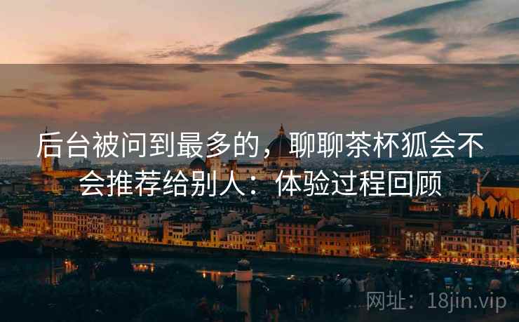 后台被问到最多的,聊聊茶杯狐会不会推荐给别人:体验过程回顾